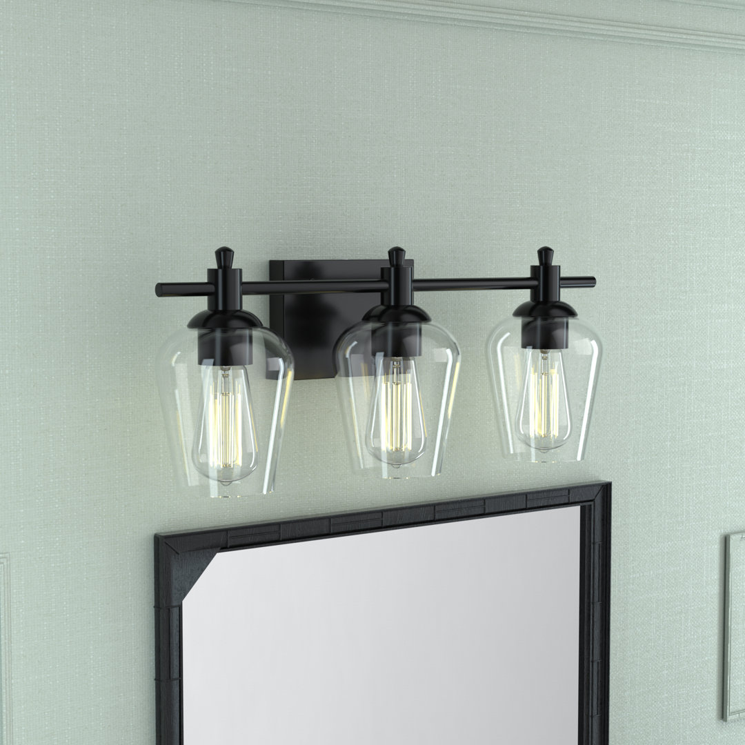 Abbighail 21 in. 3-Light Classic Dimmable Vanity Light with Clear Glass Shade Latitude Run® 
