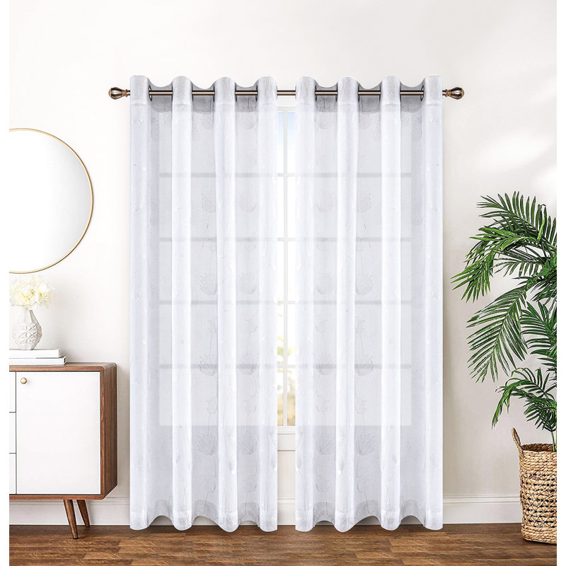 Panneau de rideau simple semi-diaphane avec œillets Thiel, Ivoire, l 54 po x L 95 po