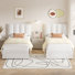 Ensemble de 2 lits de rangement avec base de lit tapissier simple en velours avec tête de lit réglable et tiroirs de rangement pour petite chambre
