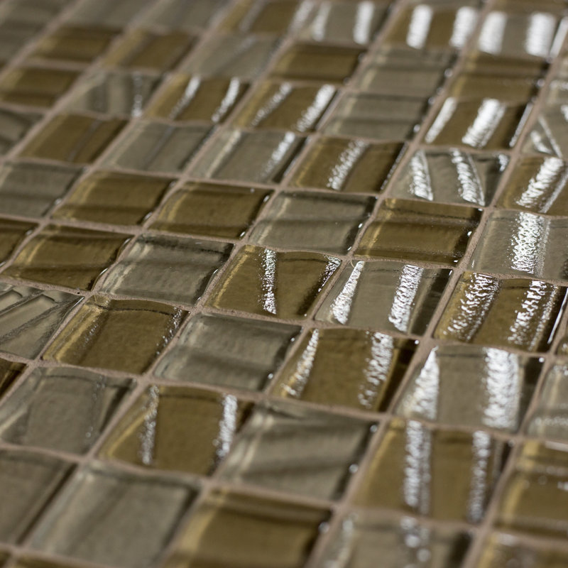 New Era 12 in. x 12 in. Textured Glass Straight Edge Square Mosaic Wall & Pool Tile, Sunglow