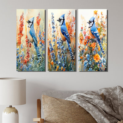Geai bleu dans le jardin d'été I - Collection moderne de reproductions sur toile