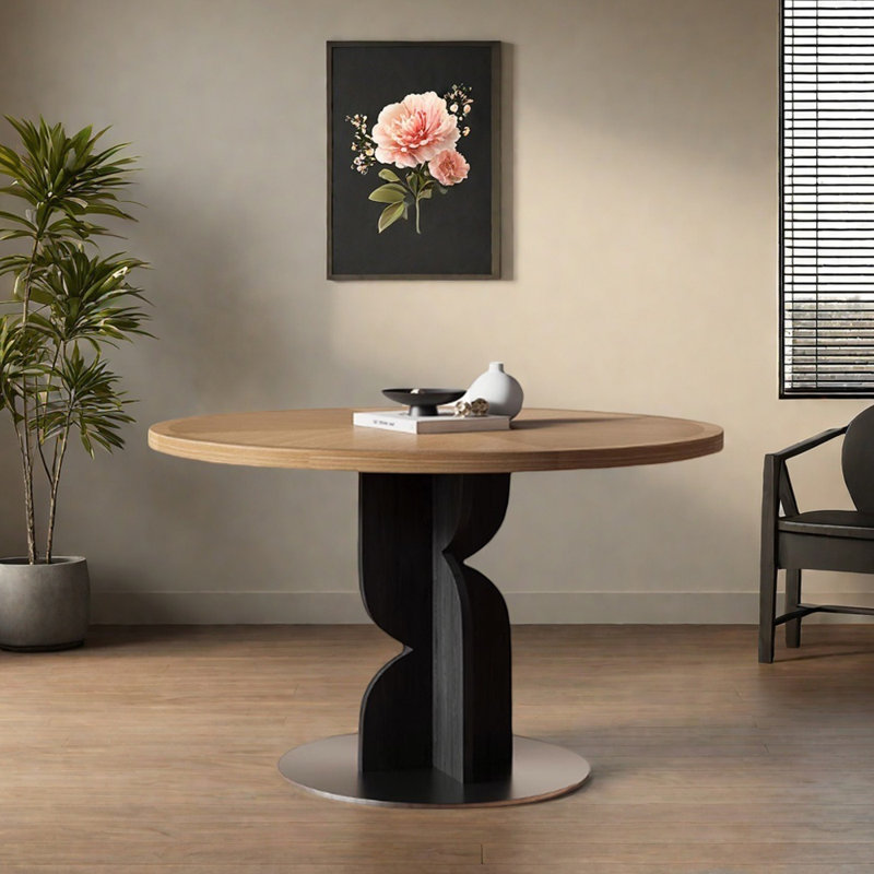 Table ronde durable, créative et multifonctionnelle, H 29,52 po x L 51,18 po x l 51,18 po, Brun
