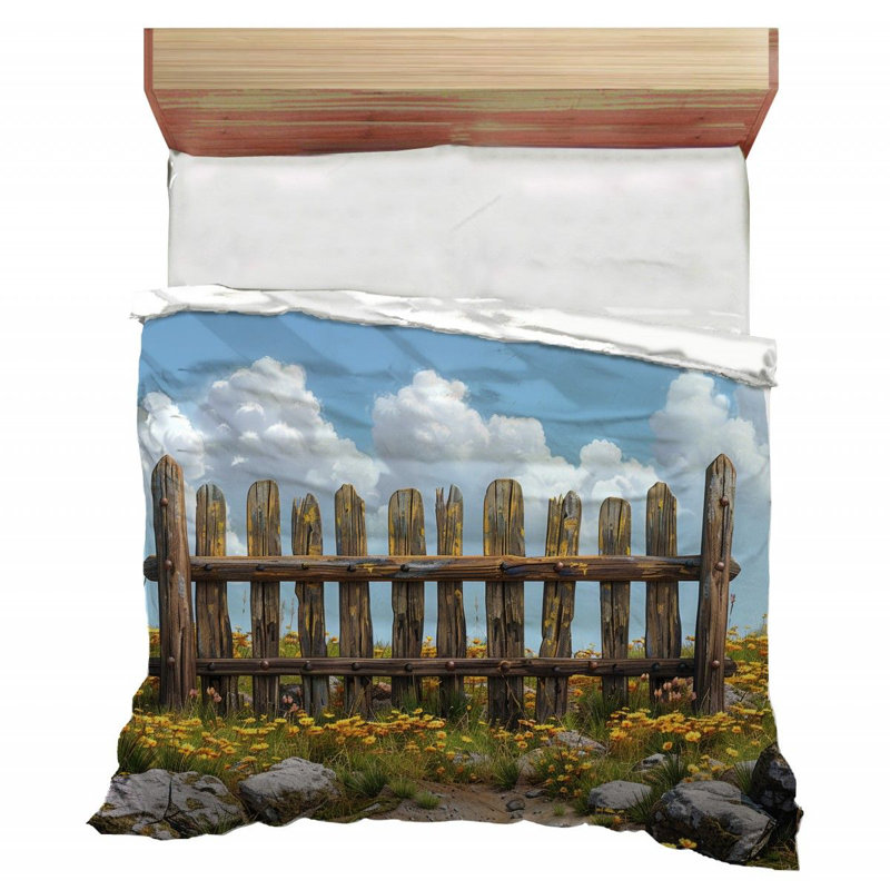 Wooden Fence Landscape Polyester / Microfiber Comforter, Twin XL Comforter