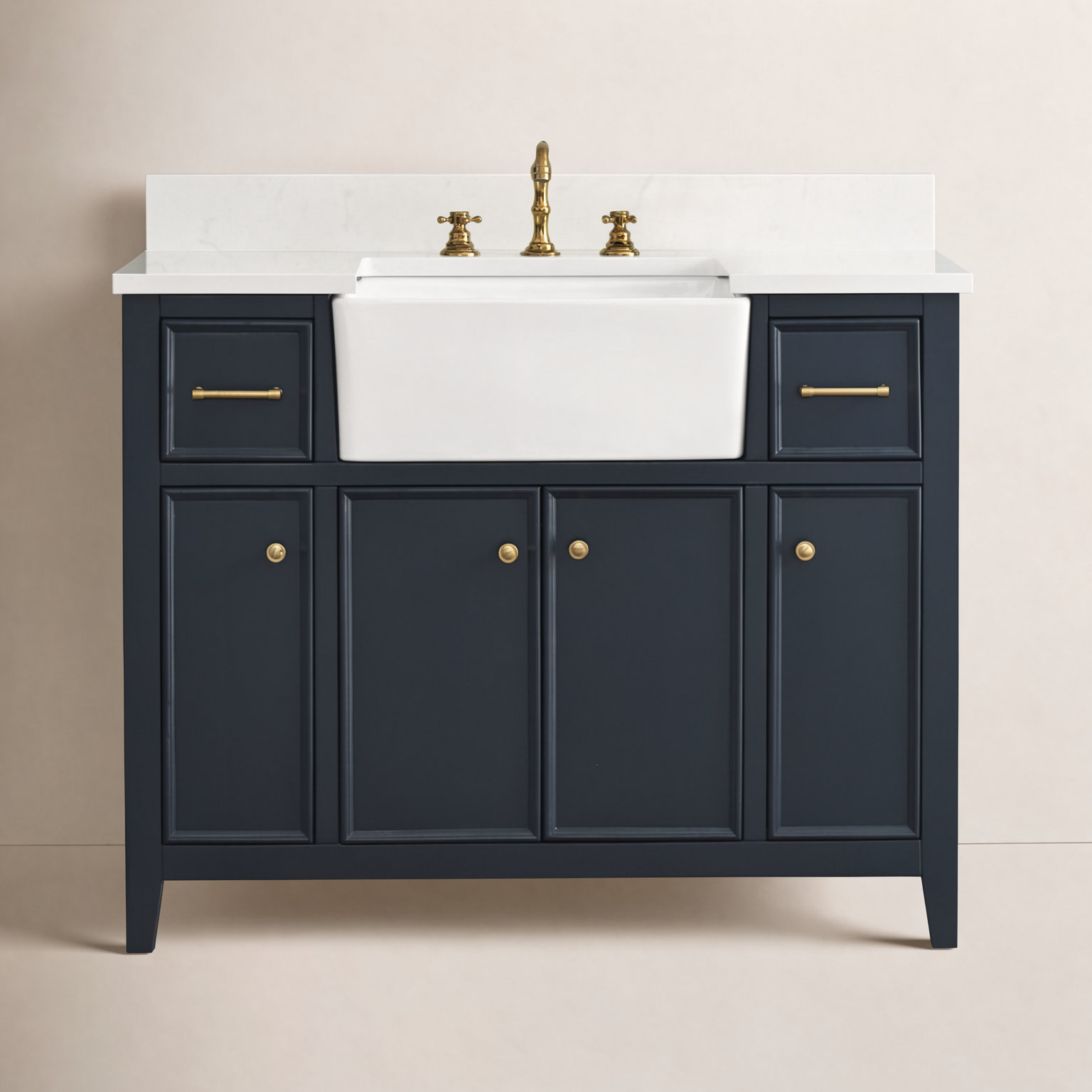 Aisa 42" Pine Single Bathroom Vanity, Indigo Blue/Brushed Gold
