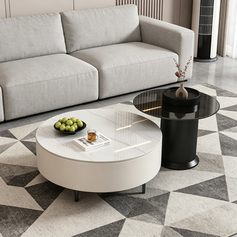 Ensemble de tables basses simples en ardoise, Cream/White