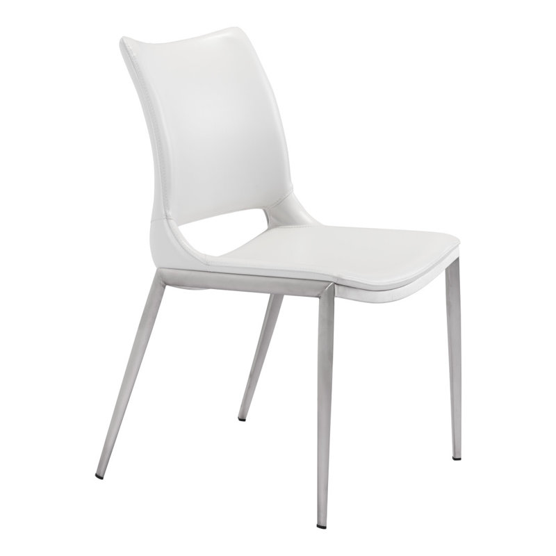 Chaise d'appoint rembourrée Leonino, Blanc, Blanc