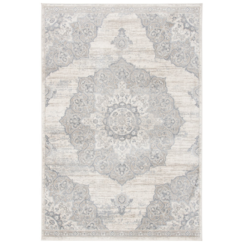 Arvillia Oriental Ivory/Beige Area Rug, Rectangle 3' x 5'