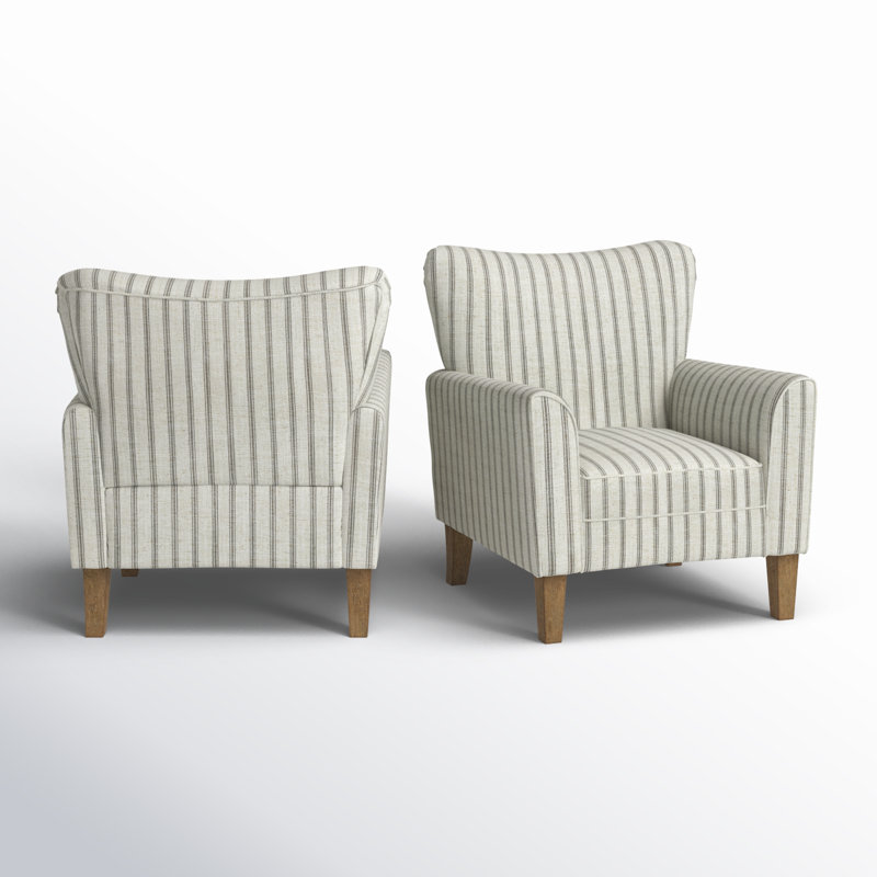 Fauteuil en polyester l 31 po avec pieds en bois massif Arching, 100 % polyester gris
