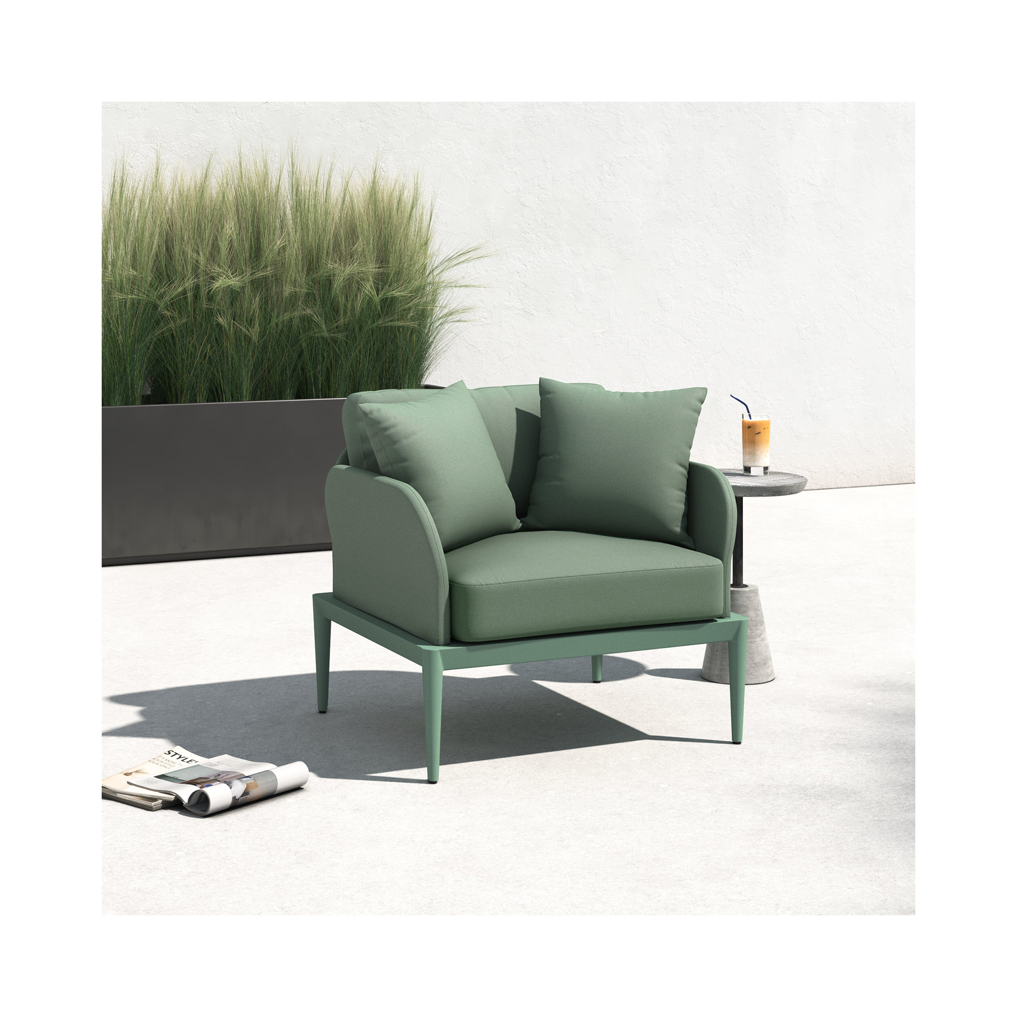 Idda Aluminum Outdoor Lounge Chair, Green