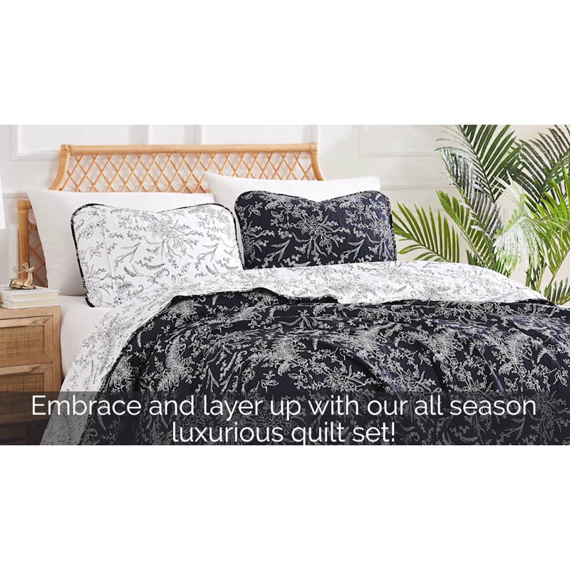 Winter Brush Black Twin Microfiber Reversible Quilt Set