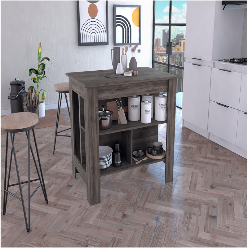 Îlot de cuisine, quatre pieds, trois tablettes