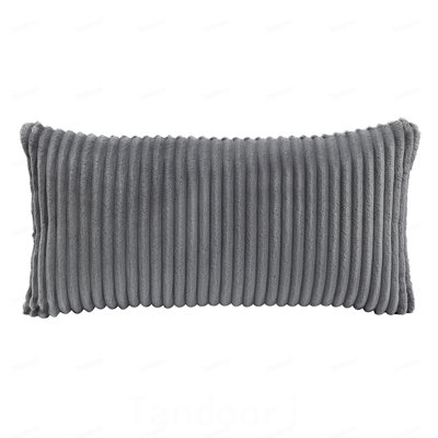 Upholstered Accent Chair with Pillow Gray Soft Corduroy Foam Seat Cushion Solid Rubberwood Modern Home Furniture 1pc