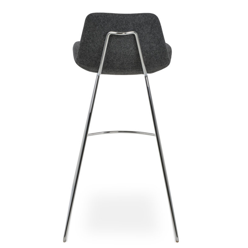 Tabouret Pera HB, Chrome, Gris foncé, Tabouret de bar (siège d'une hauteur de 29 po)