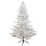 Pre-Lit Medium Flocked IPT Artificial Garden Christmas Tree - Warm White LED Lights