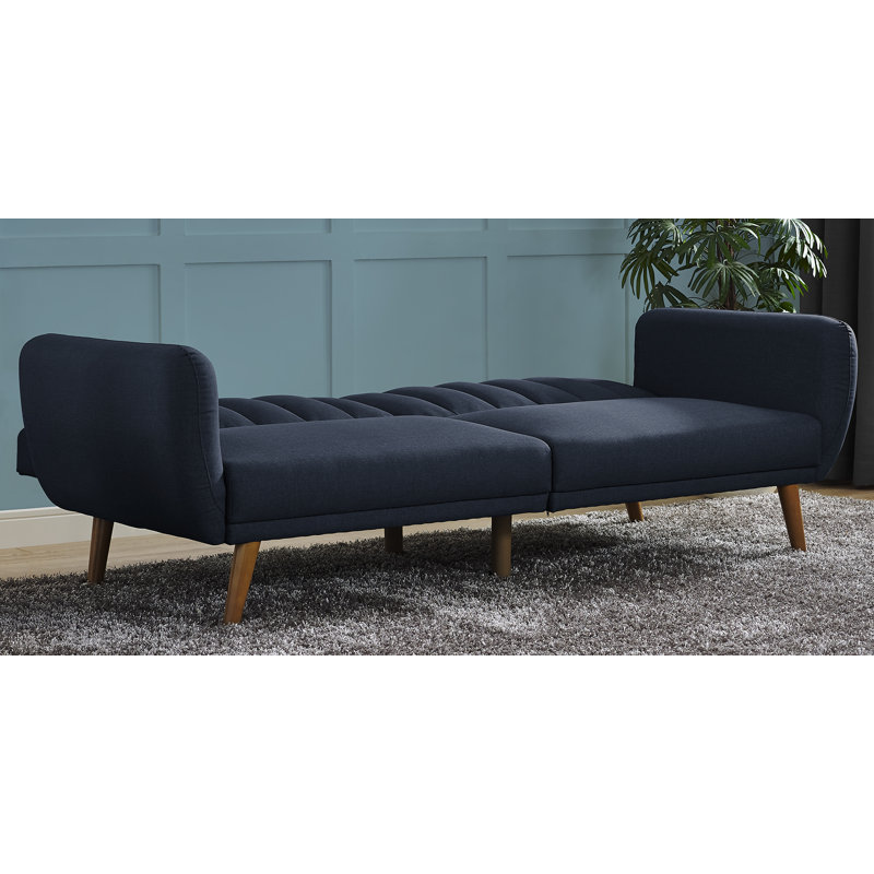 Novogratz Brittany 81.5" Round Arm Futon Chair, Dark Blue Polyester