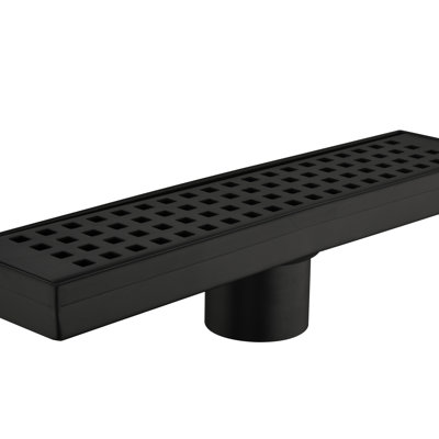 Drain de douche linéaire de 12 pouces avec grille quadrato amovible, drain de douche en acier inoxydable 304, crépine et pieds de nivellement inclus, bride