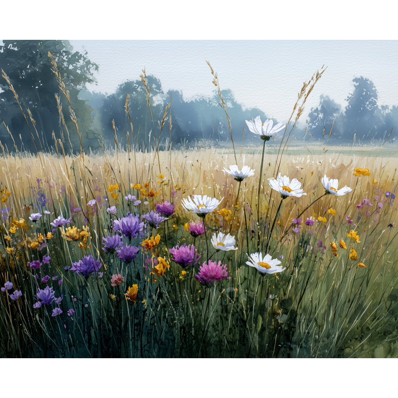 Art mural sur toile Quiet Daisy Meadow, H 36 po x l 48 po x P 1,5 po