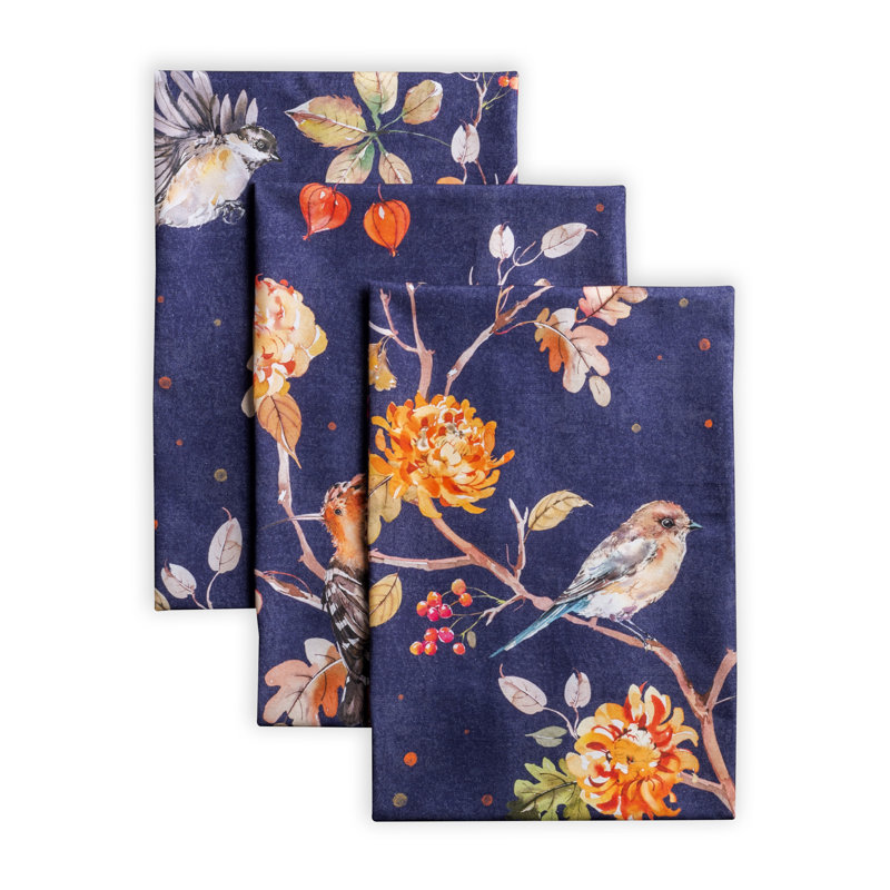 Maison d'Hermine Kelim - Infinity 100% Cotton Kitchen Towel Set 3 - 20" x 27.5", Navy