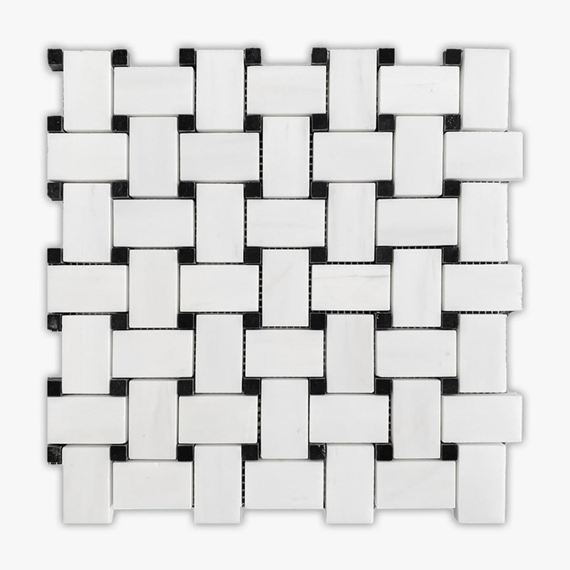 Bianco Dolomiti 12" x 12" Marble Basketweave Mosaic Wall & Floor Tile