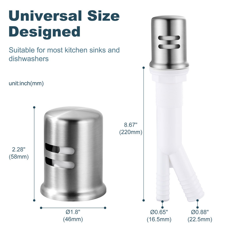 Laiton et ABS, ensemble d'écart d'air universel avec conception à jupe pour lave-vaisselle, Brushed Nickel