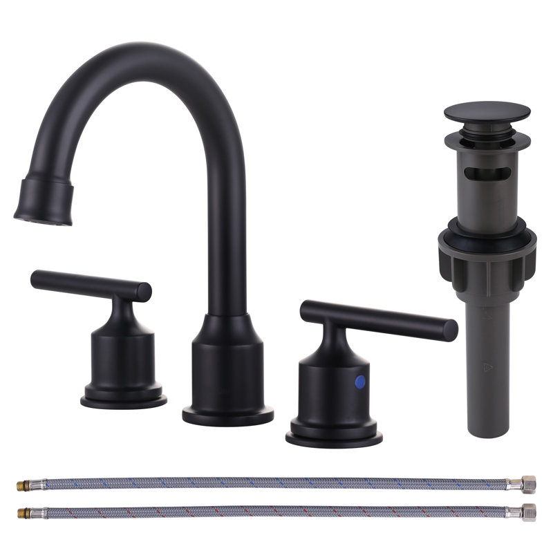 2-handle Bathroom Faucet with Drain Assembly, ‎Matte Black
