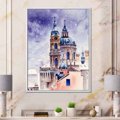 «Saint Nicholas Church in Prague in Winter», peinture sur toile