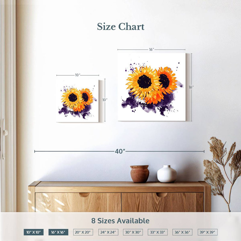 Encre de tournesol, H 16 po x l 16 po