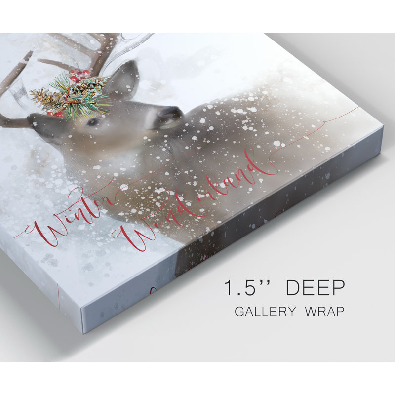 «Winter Wonderland Deer», reproduction sur toile tendue, H 32 po x l 32 po x P 1 po