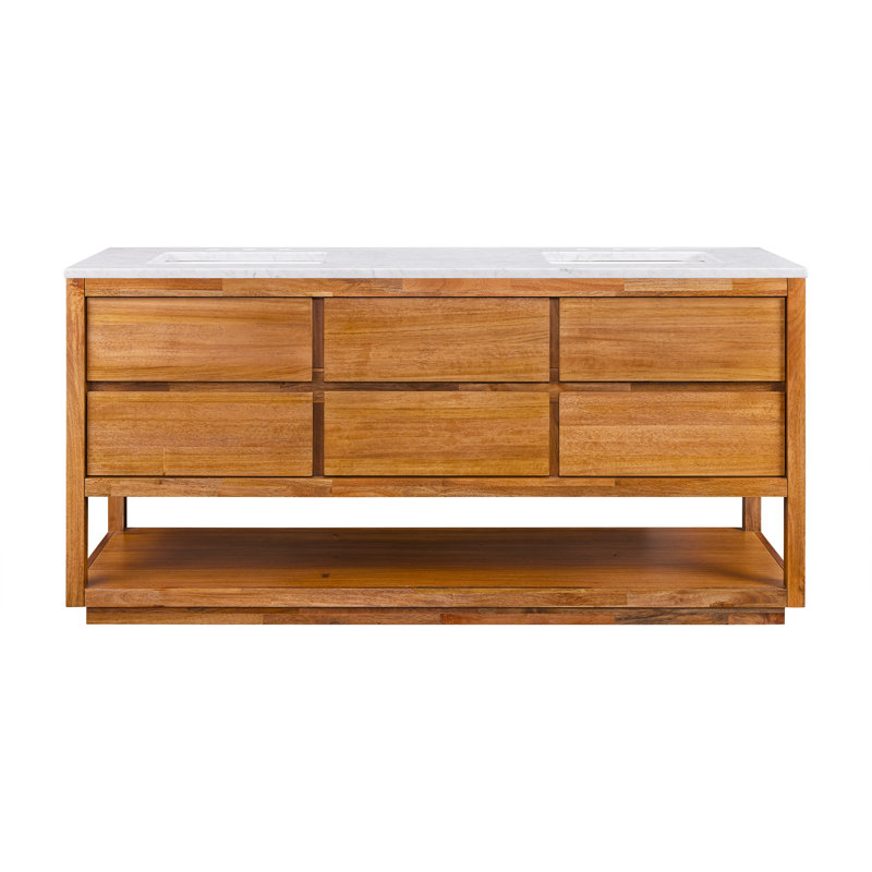 Constanta 72'' Double Bathroom Vanity with Marble Top, Mangowood