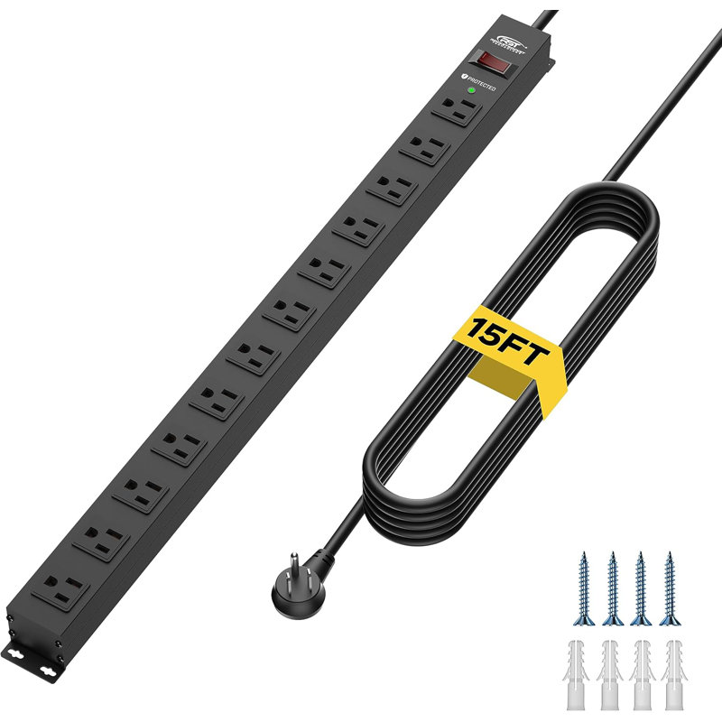 Barre d'alimentation industrielle CRST Long, 15 pi, Black