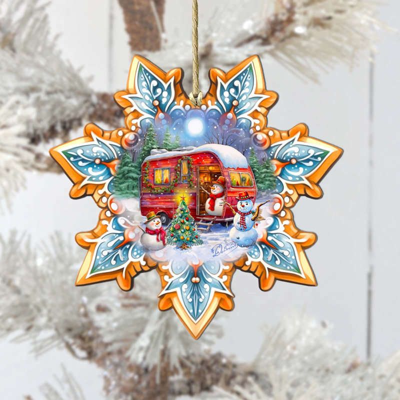 Grand ornement en bois décorations de Noël paysage et nature