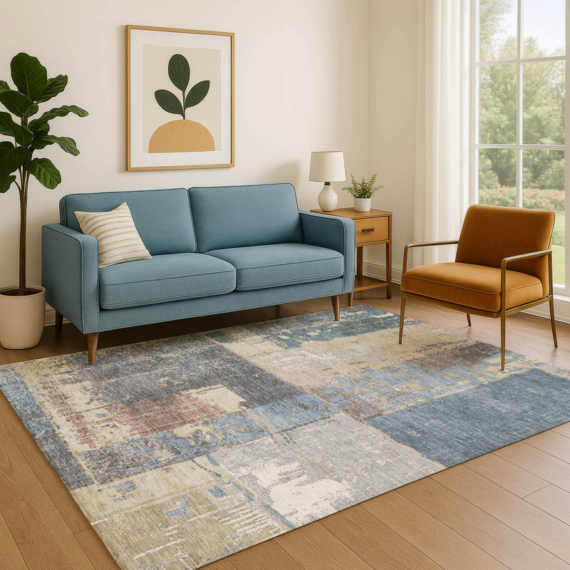 Premium Machine Washable Chelston AMF1866 Abstract Rug, Rectangle 8' x 10'