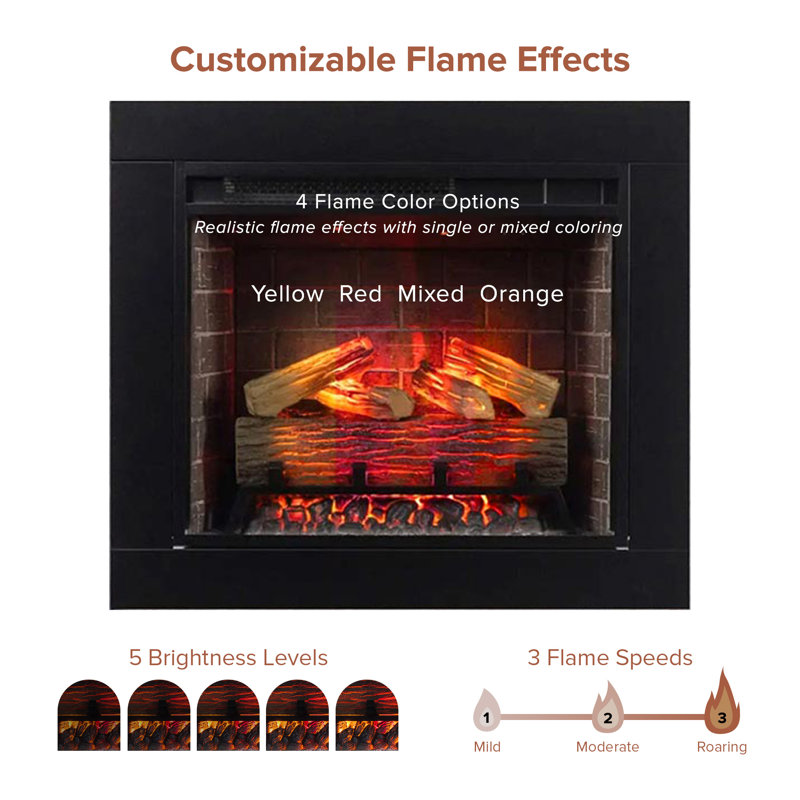 Electric Smart Fireplace with Heat, 23-Inch