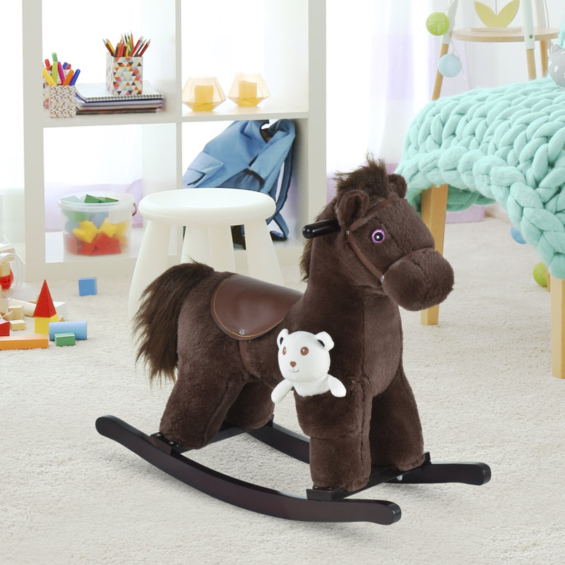 Cheval à bascule en peluche pour enfants, Brun