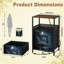 Table de chevet 2 tiroirs avec station de charge, table de chevet de chambre à coucher avec ports USB et prises de courant à tablette ouverte noire