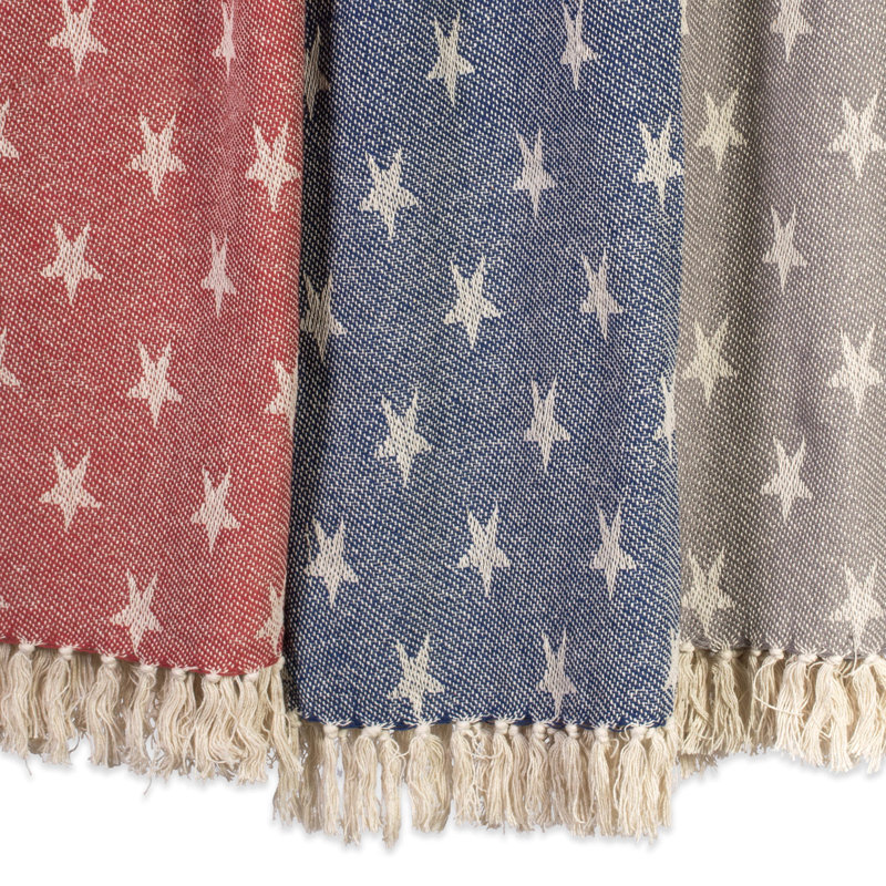  Jeté en coton Patriotic Stars, Rouge tango