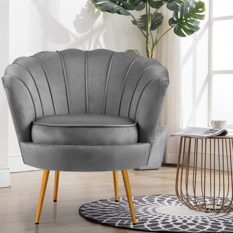Raelynn Velvet Barrel Chair, Gray Velvet