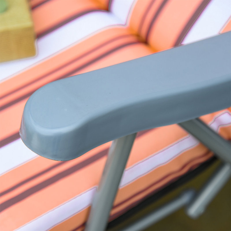 Aymelia 75cm Long Reclining Single Chaise with Cushions, Orange/White