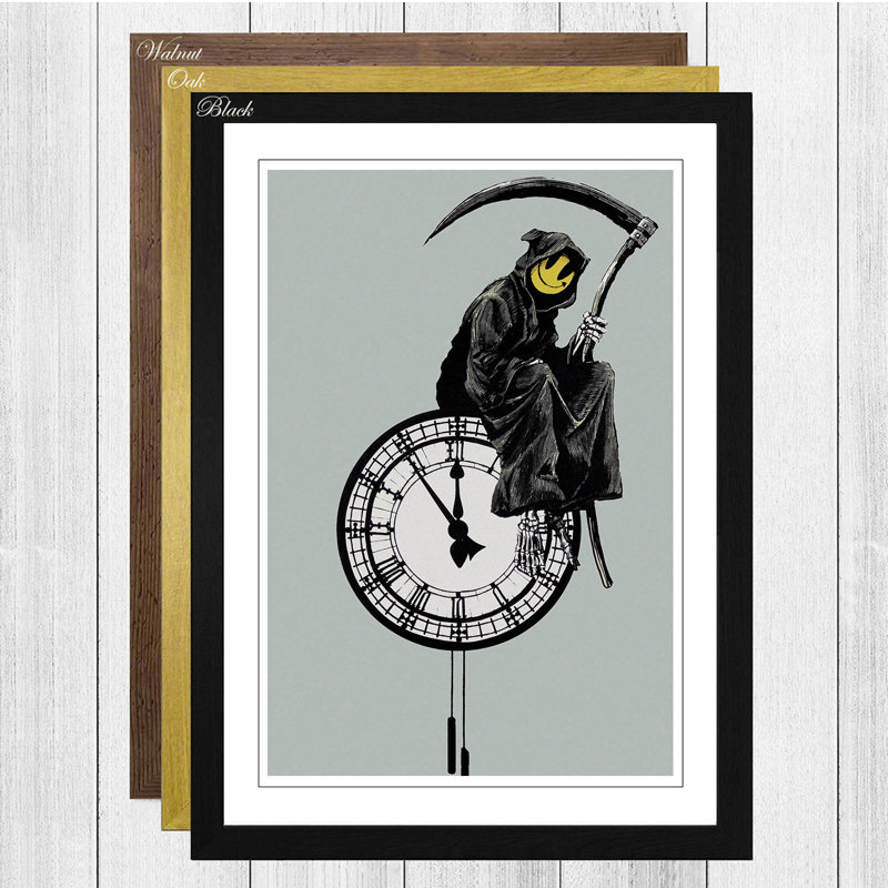 Grin Reaper Graffiti by Banksy - Framed Print, Black