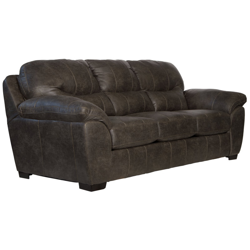 Shamima 96" Pillow Top Arm Sofa with Reversible Cushions, Steel Faux Leather, Sofa