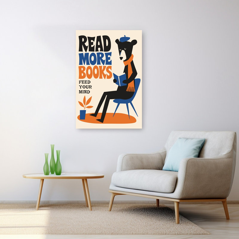 Ours en béret, art mural moderne rétro vintage représentant un ours en plante aérienne, H 48 po x l 32 po