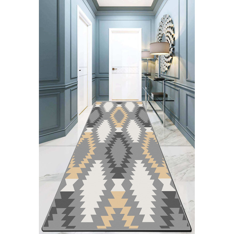 Non-Slip Hall Carpet (3.3 x 9.8 ft), 100% Polyester, 10 mm Pile Height, Antibacterial, Machine Washable | Durable Dot Base, 2.1 lbs/sq yd | Perfect for High-Traffic Areas, Easy Care & Stylish Design