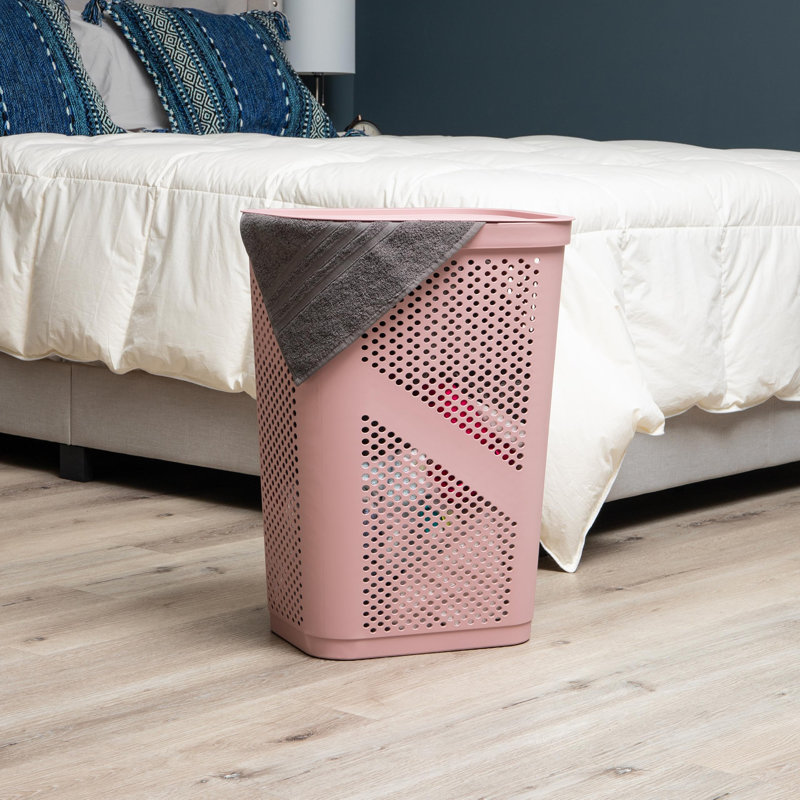 Panier à linge en plastique avec poignées, Rose