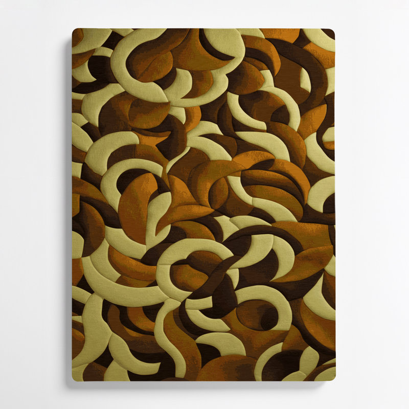 Art abstrait en métal brun, formes abstraites 92, H 11 po x l 14 po