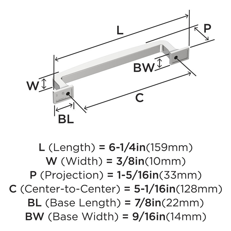 Westerly Bar Pull, 5 1/16", Polished Chrome