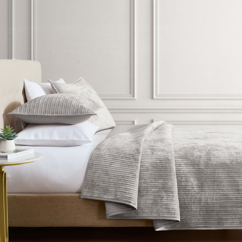 Ruby 3 Pc Queen Gray Coverlet Set, Gray, Queen Coverlet + 2 Standard Shams