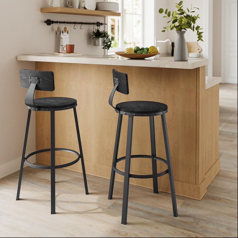 Brookdale Stool, Bar Stool (28.7" Seat Height), Ebony Black/Black