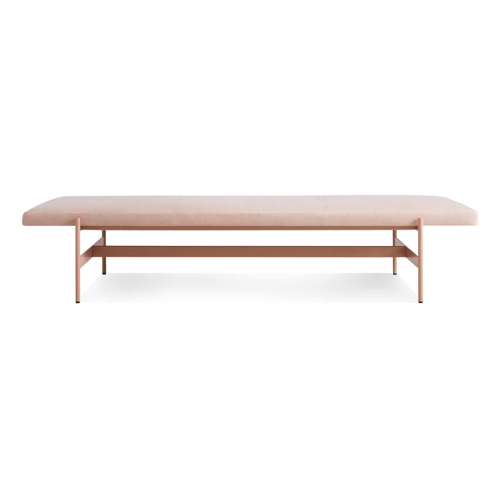 Daybench Genuine Leather Bench, Blush, Blush, 14" H x 75" W x 24" D
