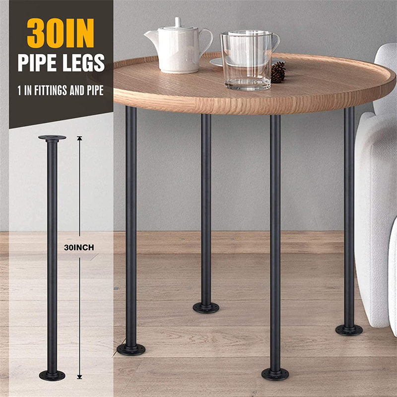 Pied de table à tuyaux, H 30 po x l 3,45 po x P 3,45 po