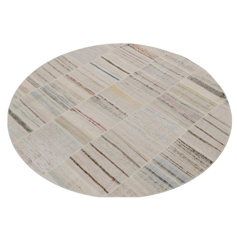 Hand Woven Wool Area Rug, Round 8'